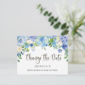 Vrijgezellenfeest Wijzig de datum Blue Hydrangeas Briefkaart (Staand voorkant)