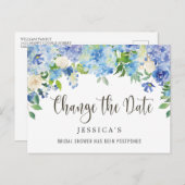 Vrijgezellenfeest Wijzig de datum Blue Hydrangeas Briefkaart (Voorkant / Achterkant)