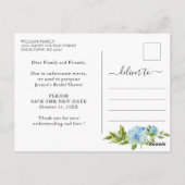 Vrijgezellenfeest Wijzig de datum Blue Hydrangeas Briefkaart (Achterkant)