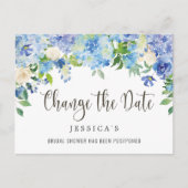 Vrijgezellenfeest Wijzig de datum Blue Hydrangeas Briefkaart (Voorkant)