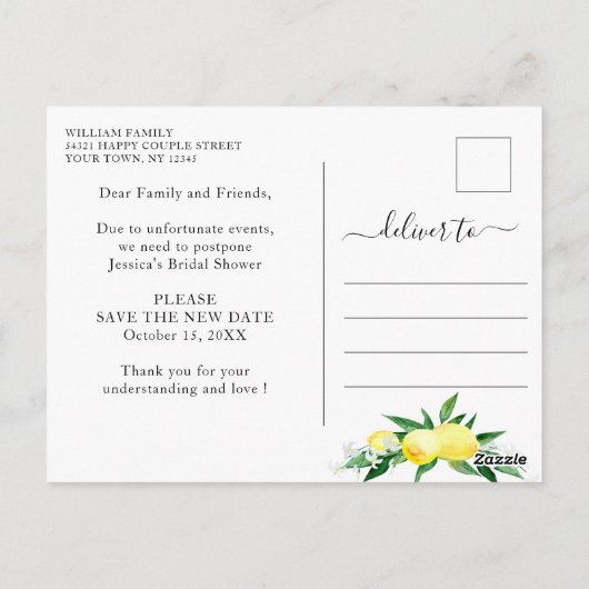 Vrijgezellenfeest Wijzig de datum Citroenen Bloese Briefkaart (Achterkant)