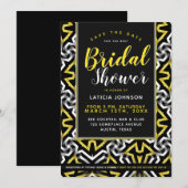 Vrijgezellenfeest - Wild Geometric Glam Gold en Bl Kaart (Voorkant / Achterkant)