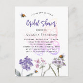 Vrijgezellenfeest wilde bloemen schenden roze vlin uitnodiging briefkaart (Voorkant)