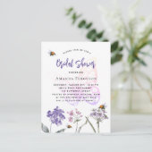 Vrijgezellenfeest wilde bloemen schenden roze vlin uitnodiging briefkaart (Staand voorkant)