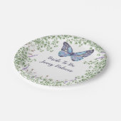 Vrijgezellenfeest Wildflower Blue Butterfly Greene Papieren Bordje (Gekanteld)