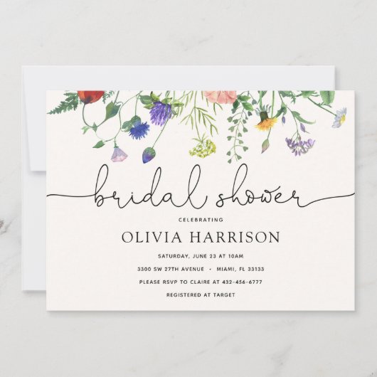 Vrijgezellenfeest Wildflower Shower-uitnodiging Kaart (Voorkant)