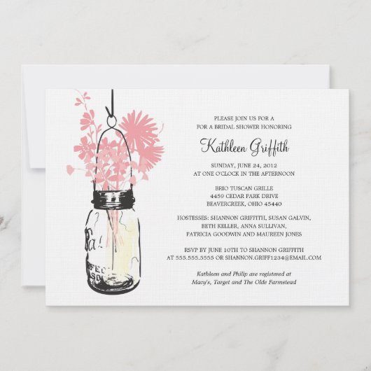 Vrijgezellenfeest Wildflowers & Mason Jar Kaart (Voorkant)