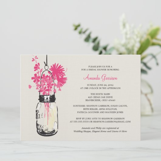 Vrijgezellenfeest Wildflowers & Mason Jar Kaart (Staand voorkant)