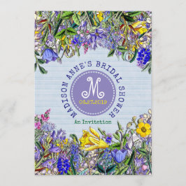 Vrijgezellenfeest Wildflowers Monogram  Bloemen Kaart