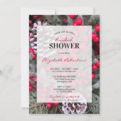 Vrijgezellenfeest Winter Berries Pinecone Kaart (Voorkant)