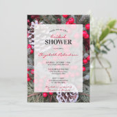 Vrijgezellenfeest Winter Berries Pinecone Kaart (Staand voorkant)