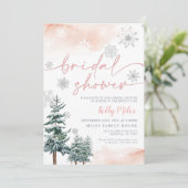 Vrijgezellenfeest winter roze blush kaart (Staand voorkant)