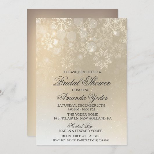 Vrijgezellenfeest Winter Sneeuwvlok Uitnodiging (Voorkant / Achterkant)