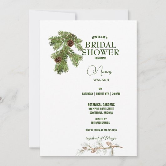 Vrijgezellenfeest winterpijn en pijnbomen kaart (Voorkant)