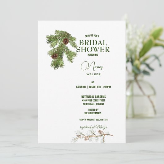 Vrijgezellenfeest winterpijn en pijnbomen kaart (Staand voorkant)