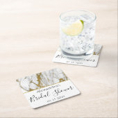 Vrijgezellenfeest Wit en Goud Elegant Marmer Kartonnen Onderzetters (Insitu)