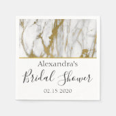 Vrijgezellenfeest Wit en Goud Elegant Marmer Servet (Voorkant)