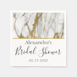 Vrijgezellenfeest Wit en Goud Elegant Marmer Servet
