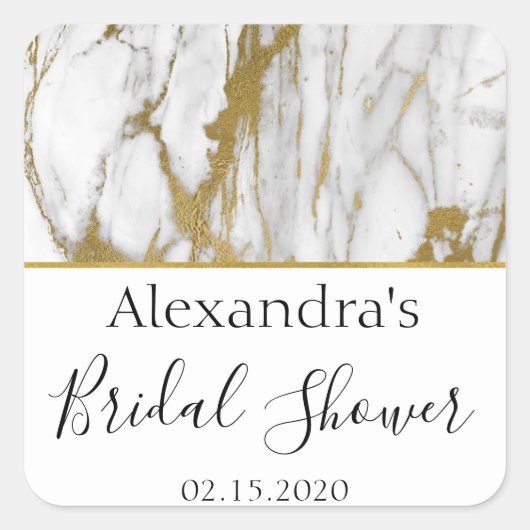 Vrijgezellenfeest Wit en Goud Elegant Marmer Vierkante Sticker (Voorkant)