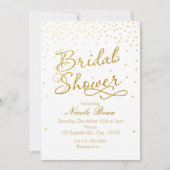 VRIJGEZELLENFEEST Wit & Goud Confetti Dot Invitati Kaart (Voorkant)