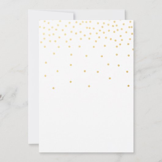 VRIJGEZELLENFEEST Wit & Goud Confetti Dot Invitati Kaart (Achterkant)