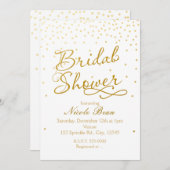 VRIJGEZELLENFEEST Wit & Goud Confetti Dot Invitati Kaart (Voorkant / Achterkant)