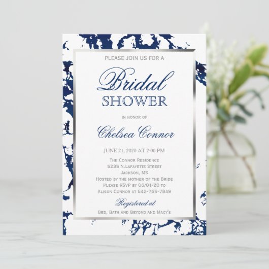 Vrijgezellenfeest - Wit, marmer en zilver Kaart (Staand voorkant)