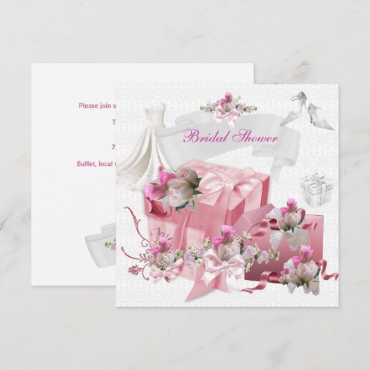  Vrijgezellenfeest Wit Roze Geschenken Bloemen Kaart (Voorkant / Achterkant)