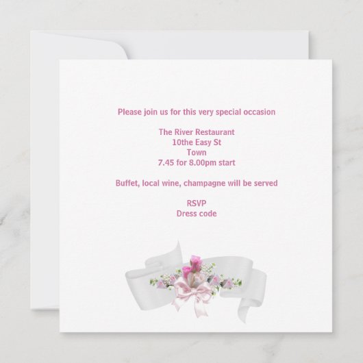 Vrijgezellenfeest Wit Roze Geschenken Bloemen Kaart (Achterkant)