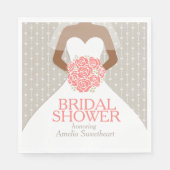 Vrijgezellenfeest wit trouwjurk koraal rozen servet (Voorkant)