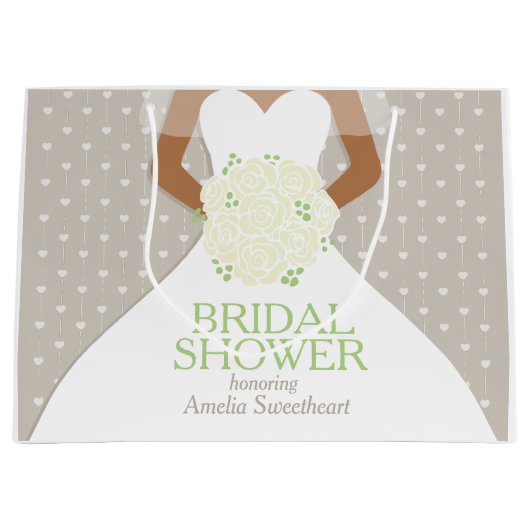 Vrijgezellenfeest wit trouwjurk wit rozen groot cadeauzakje (Voorkant)