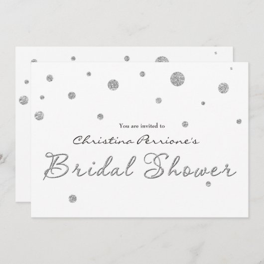 VRIJGEZELLENFEEST Wit Zilver Glitter Moderne Kaart (Voorkant / Achterkant)