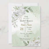 vrijgezellenfeest witte bloemen en groene bladeren kaart (Voorkant)