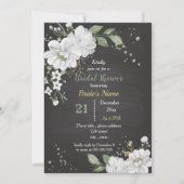 vrijgezellenfeest witte bloemen en groene bladeren kaart (Voorkant)