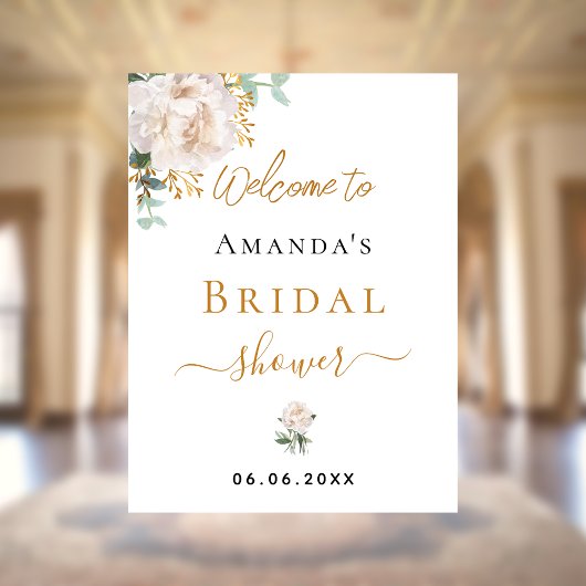 Vrijgezellenfeest witte bloemeneucalyptus welkom poster