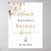 Vrijgezellenfeest witte bloemeneucalyptus welkom poster (Voorkant)