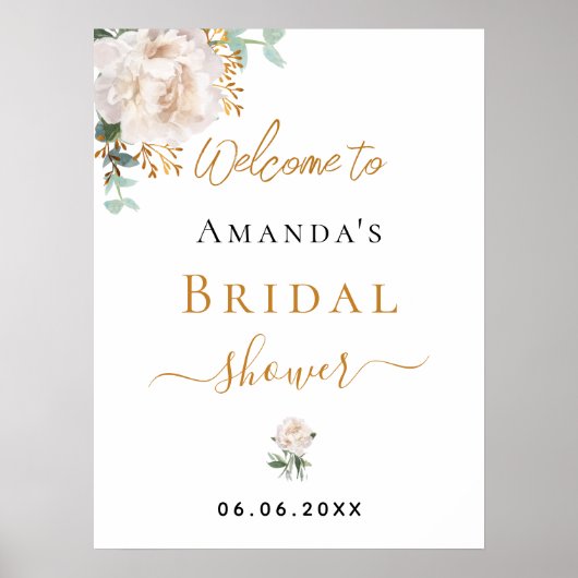 Vrijgezellenfeest witte bloemeneucalyptus welkom poster (Voorkant)