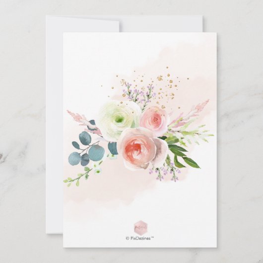 Vrijgezellenfeest Witte Blush Pink Peonies Kaart (Achterkant)