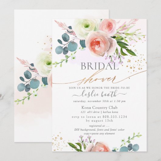 Vrijgezellenfeest Witte Blush Pink Peonies Kaart (Voorkant / Achterkant)