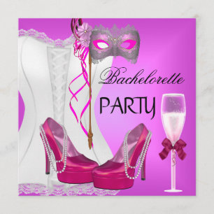 Vrijgezellenfeest Witte Corset Roze Schoenen Maske Kaart