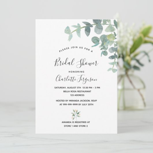 Vrijgezellenfeest witte eucalyptusbruine elegant kaart (Staand voorkant)