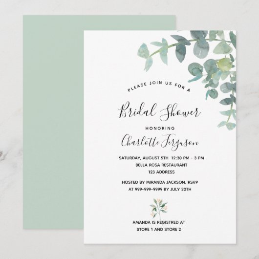 Vrijgezellenfeest witte eucalyptusbruine elegant kaart (Voorkant / Achterkant)