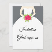 Vrijgezellenfeest, witte jurk, bloemen kaart (Achterkant)