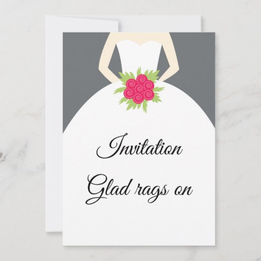 Vrijgezellenfeest, witte jurk, bloemen kaart (Achterkant)