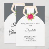 Vrijgezellenfeest, witte jurk, bloemen kaart (Voorkant / Achterkant)