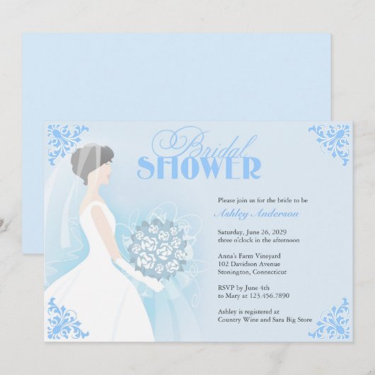 Vrijgezellenfeest witte jurk platte uitnodiging (Voorkant / Achterkant)