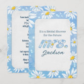 Vrijgezellenfeest witte madeliefjes op blauw kaart (Voorkant / Achterkant)