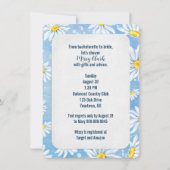 Vrijgezellenfeest witte madeliefjes op blauw kaart (Achterkant)