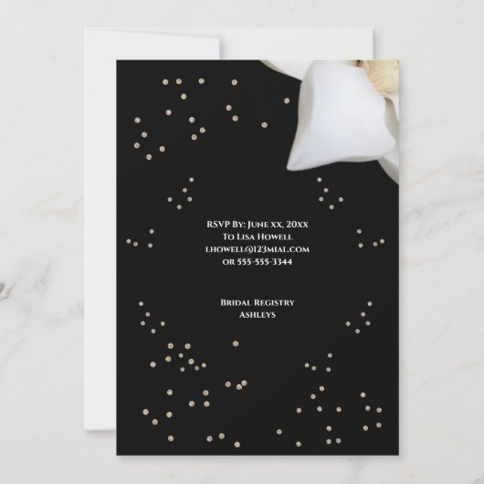 Vrijgezellenfeest Witte Magnolia Elegant Zwart Kaart (Achterkant)