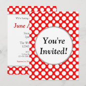 Vrijgezellenfeest witte polka stippen op rode uitn kaart (Voorkant / Achterkant)